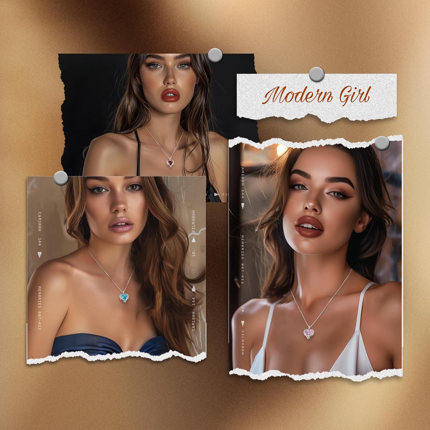 CDE Valentines Day Gifts for Women Angel Wings Necklace for Women with Birthstone, Love Heart Silver Tone/Gold Tone Pendant, Ideal Anniversary or Birthday Jewelry Gifts for Wife Girlfriend Her - Image 3