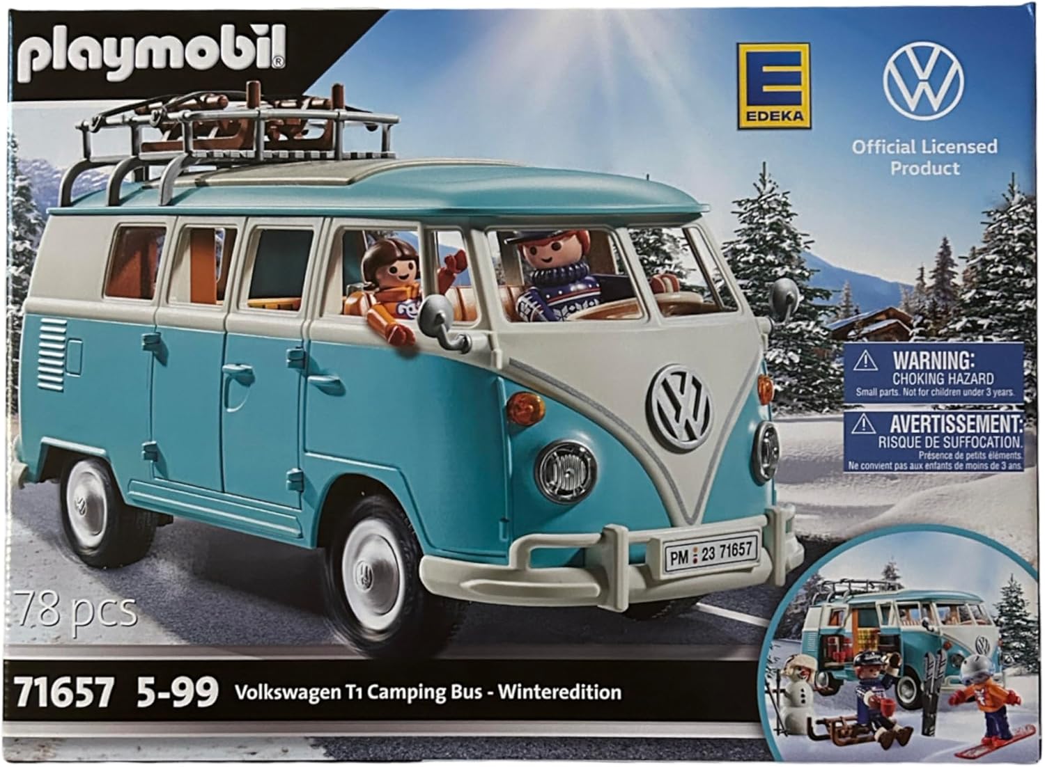 Autobús Camper PLAYMOBIL PLAYMOBIL Volkswagen T1 Bus Camping EDEKA Winter Edition II 2024 – 79 Piezas, Con Accesorios De Invierno, Para Niños De 5 A 99 Años