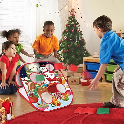 Miniatura 6 de Juegos de lanzamiento de bolsas de frijoles de Navidad para niños y adultos, juegos de fiesta de Navidad para familias al aire libre e interior,