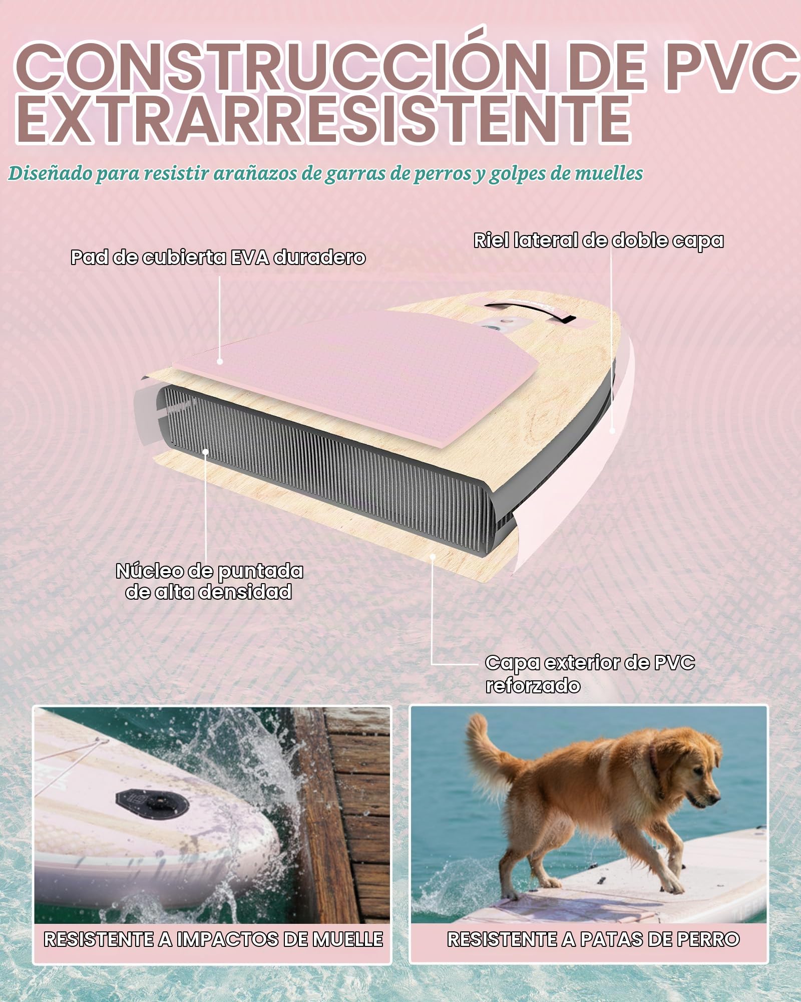 TIGERXBANG Tabla Paddle Surf Hinchable, Stand Up Paddle Board para Adultos/niños, Kit Completo de Surf ISUP, Rosa/Verde