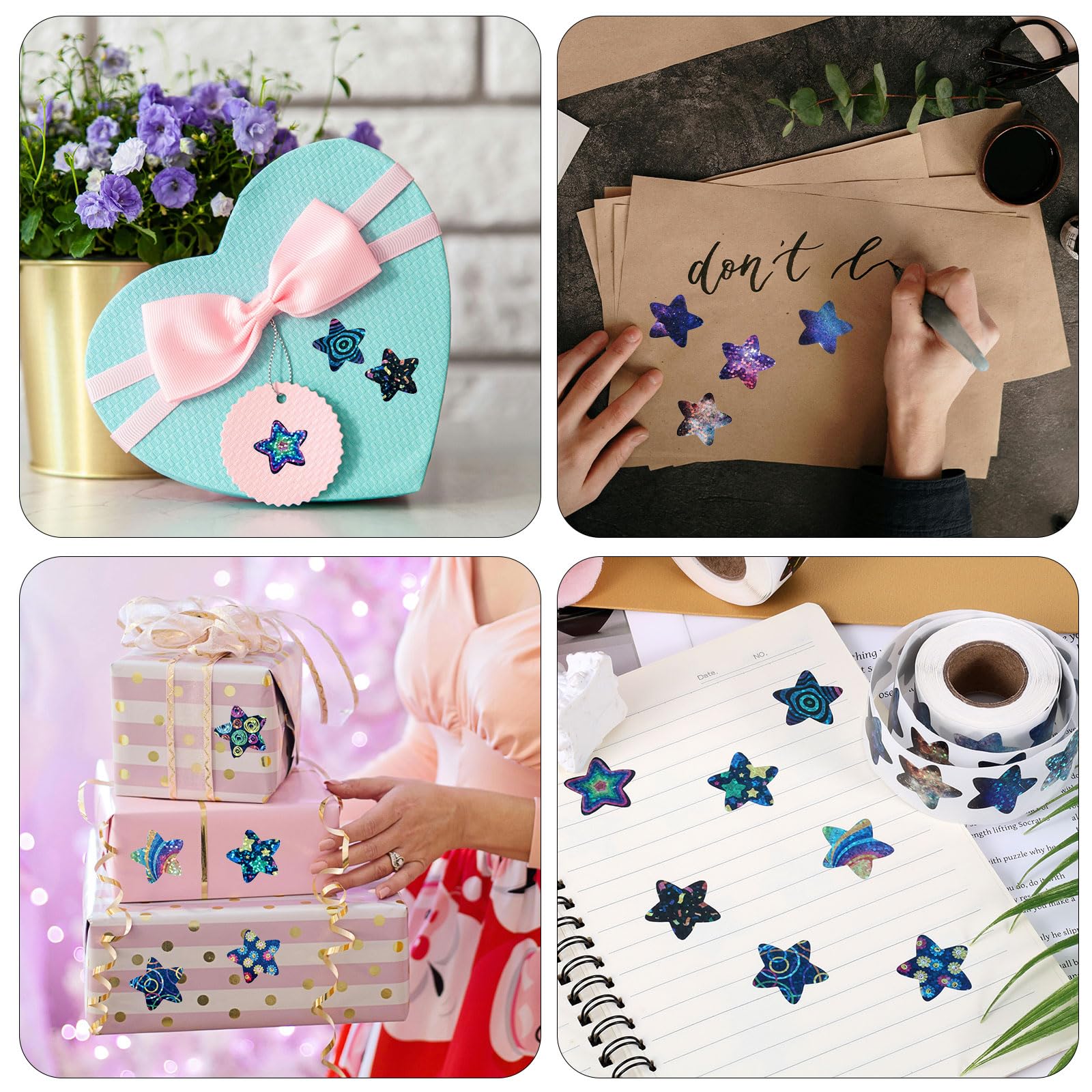 1000 Szt. do Nagradzania, 2,5 x 2,5 cm Wielokolorowe Holograficzne Blyszczace Samoprzylepne Brokatowe do Materialy Dydaktyczne (Styl 1)
