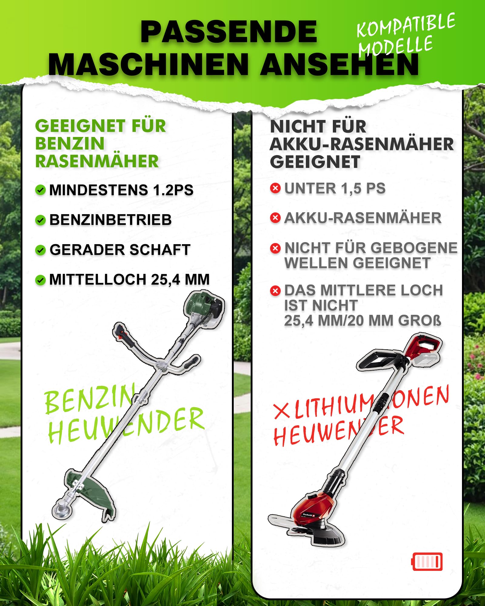 Profi ! Unkrautbürste Wildkrautbürste MOTORSENSE 25,4 x 200 mm Hohe Standfestigkeit - sehr robust - leichte Montage 2 Stück