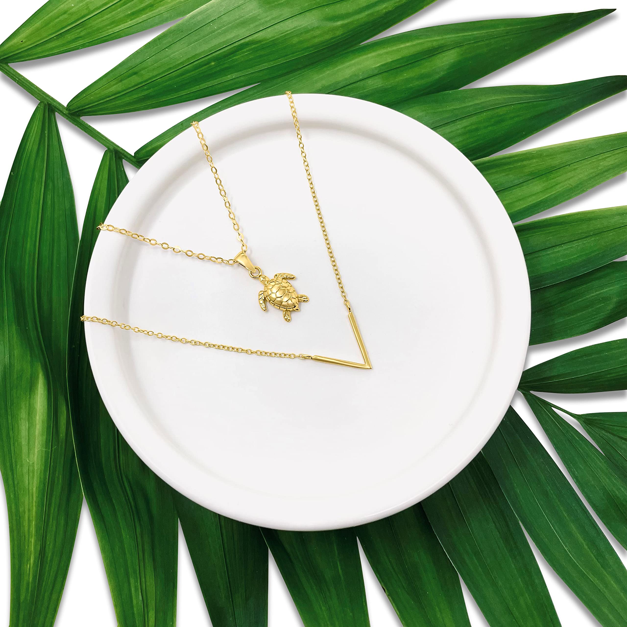Mary & Jules Kette Schildkröte Turtle 925 Sterling Silber vergoldet, Goldkette Damen mit Schildkröten Anhänger, Kette Damen Gold aus aus recyceltem Silber, für Frauen und Mädchen