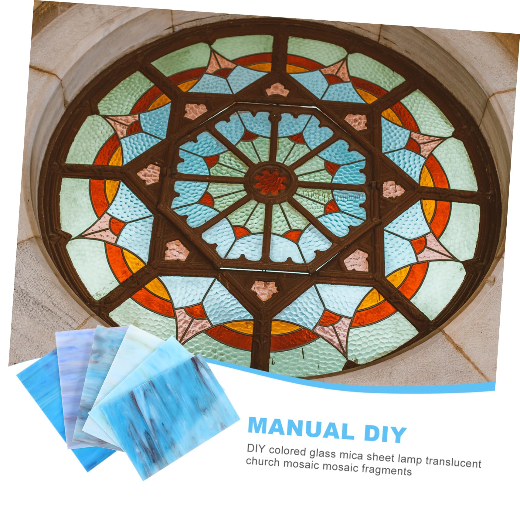 Feuille de Verre Cathédrale Bleue pour Mosaïque, Lot de 6 Pièces