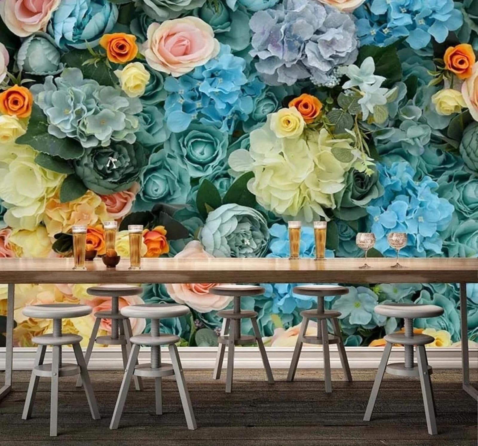 XLMING Creative Fresh Beautiful Colourful Roses 3D Wallpaper Luxury Home Dining Decor Paste Sofa Living Room The Wall for Bedroom Mural-250cm×170cm