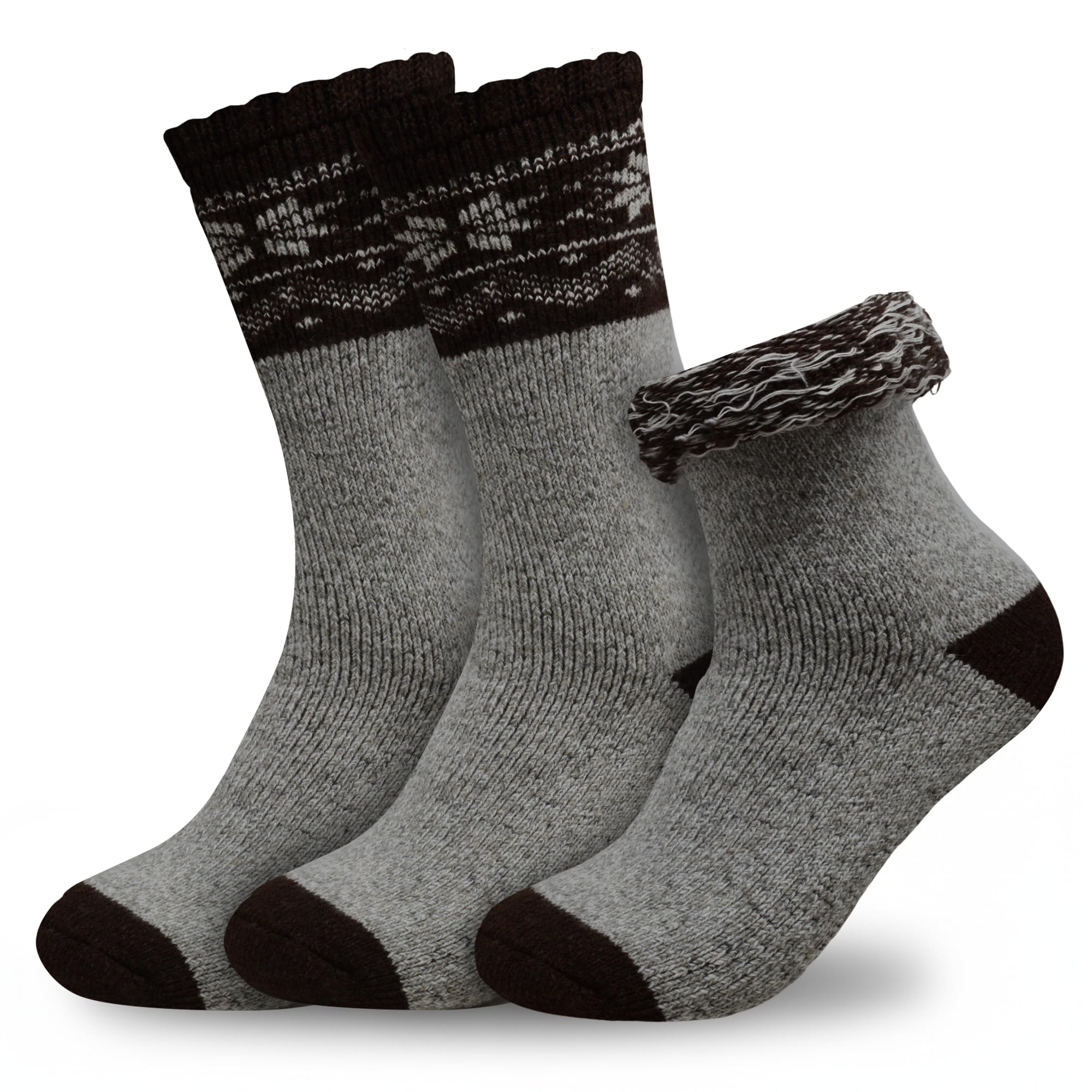 Towelogy Men's Silver Thick Merino Wool Socks 1 Pair | 2.4 Tog Fluffy Warm Thermal Winter Boot Socks | Argyle Knit Design, One Size Fits Uk 6–11 (1, )