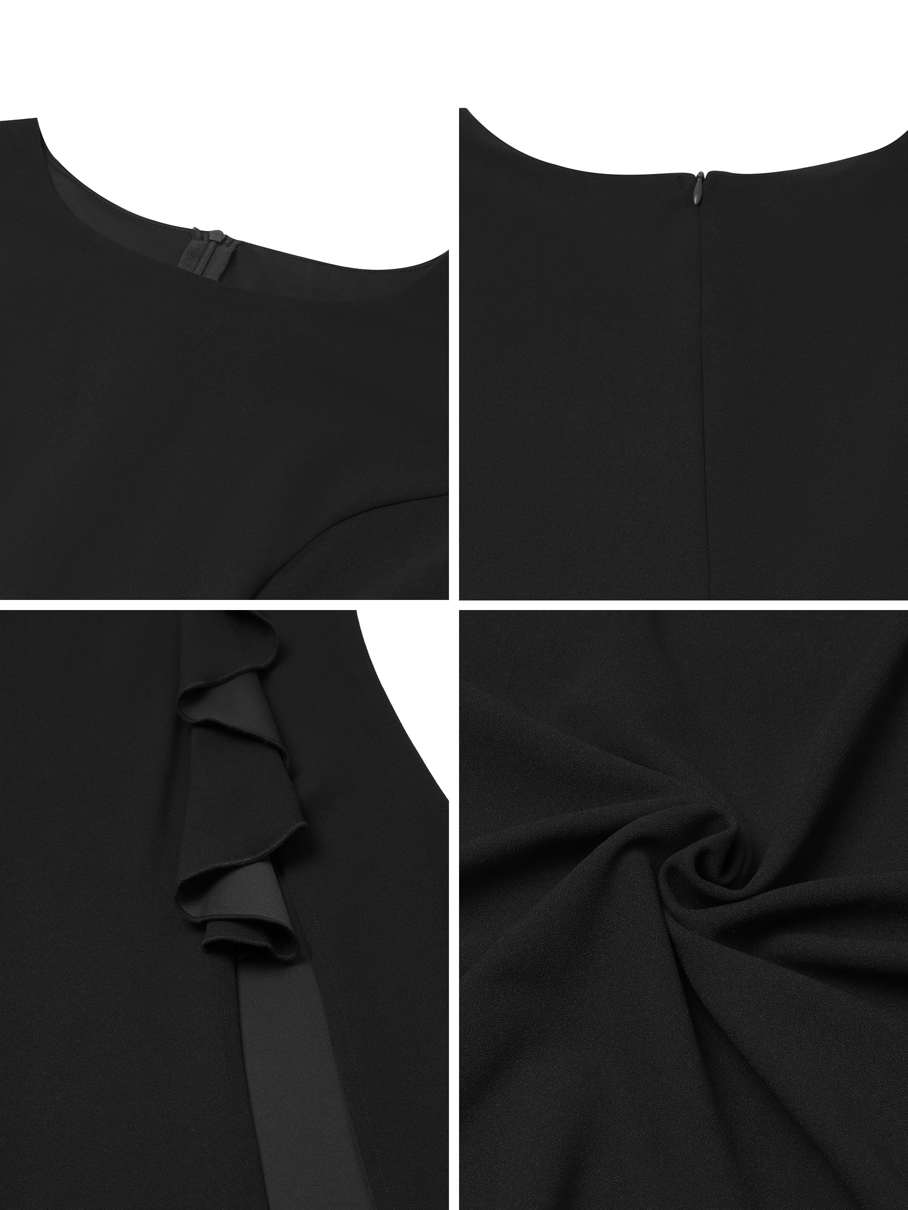Missufe Robe de soirée maxi pour femme avec manches bouffantes et ouverture en forme de sirène pour mariage, cocktail, bal