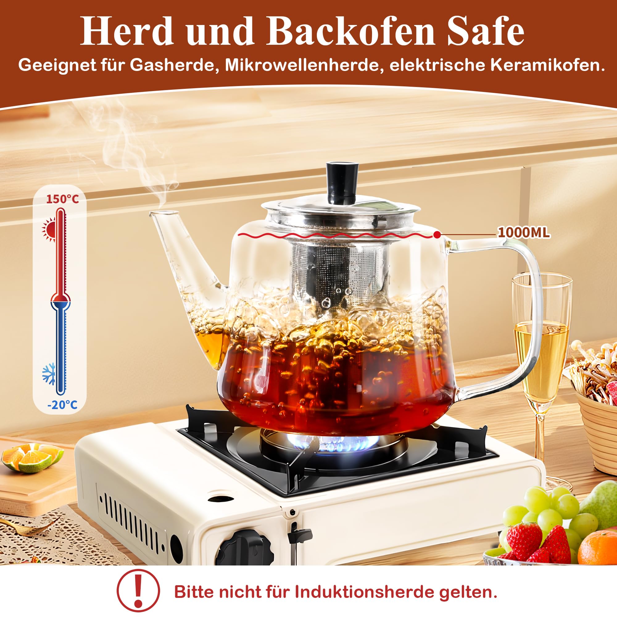 Glass teapot with Infuser - Image 3