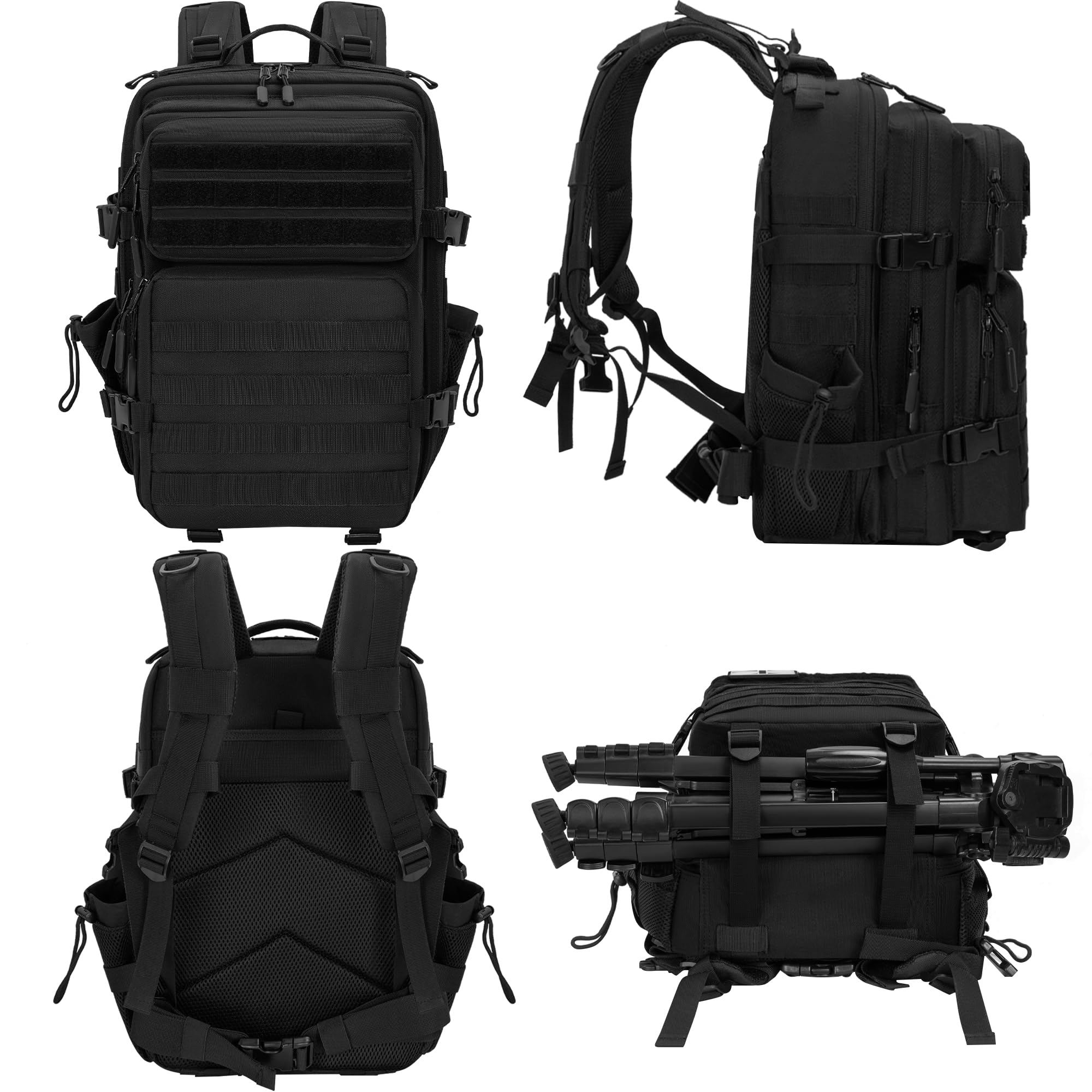 25L Taktischer Rucksack, Outdoor Große Kapazität Assault Pack Bag, Schwarz | Nylon Jagdrucksack,Rucksack für Wandern,Wanderrucksack, Go Bag Rucksack Trekking,Camping und Outdoor Aktivitäten,Wasserdicht