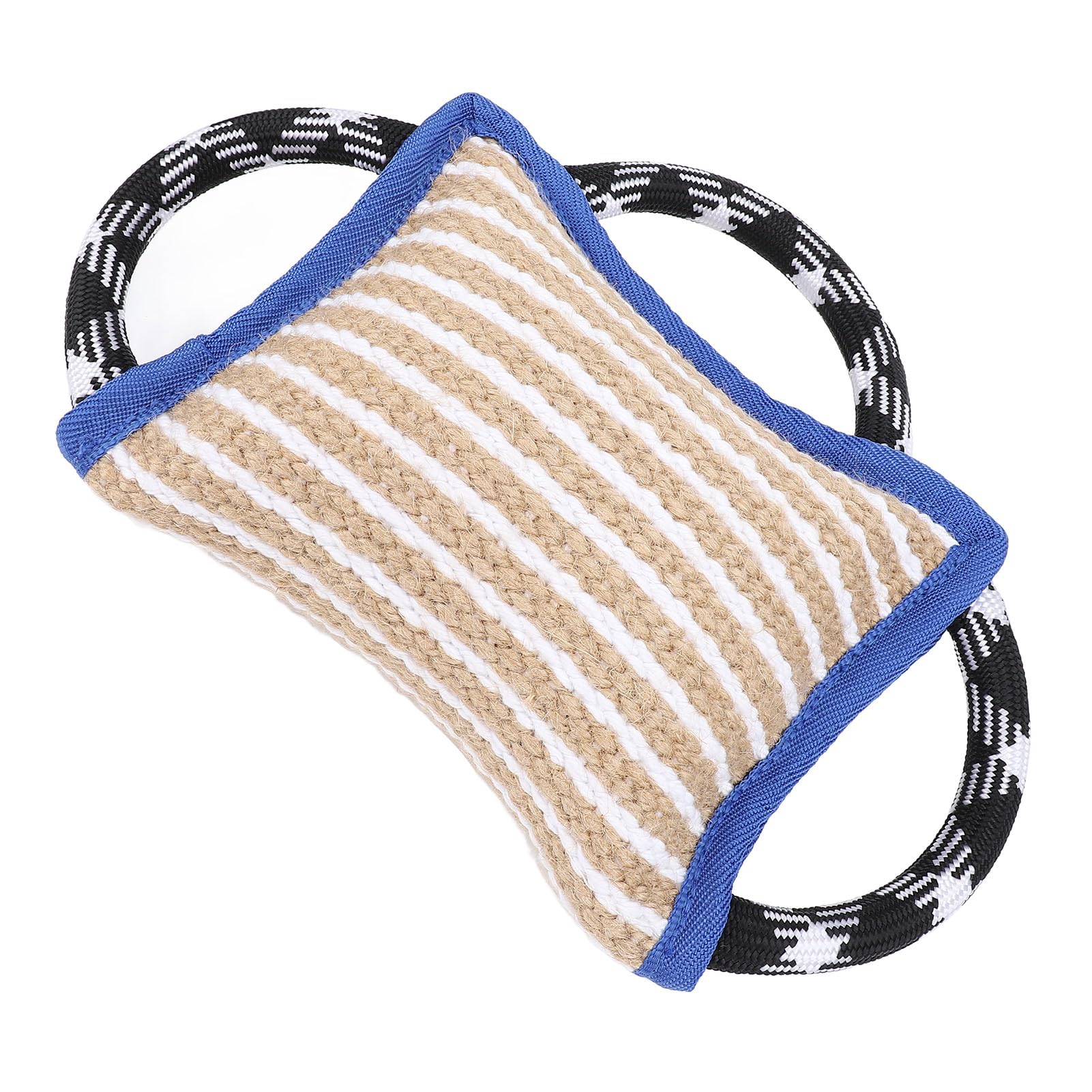 Cojín mordedor con 3 Asas Fuertes, Juguete de Tira para morder de Yute Resistente a los Rasgados para Perros Adultos, Almohada de Entrenamiento Interactivo para Masticar y Jugar a (Azul)