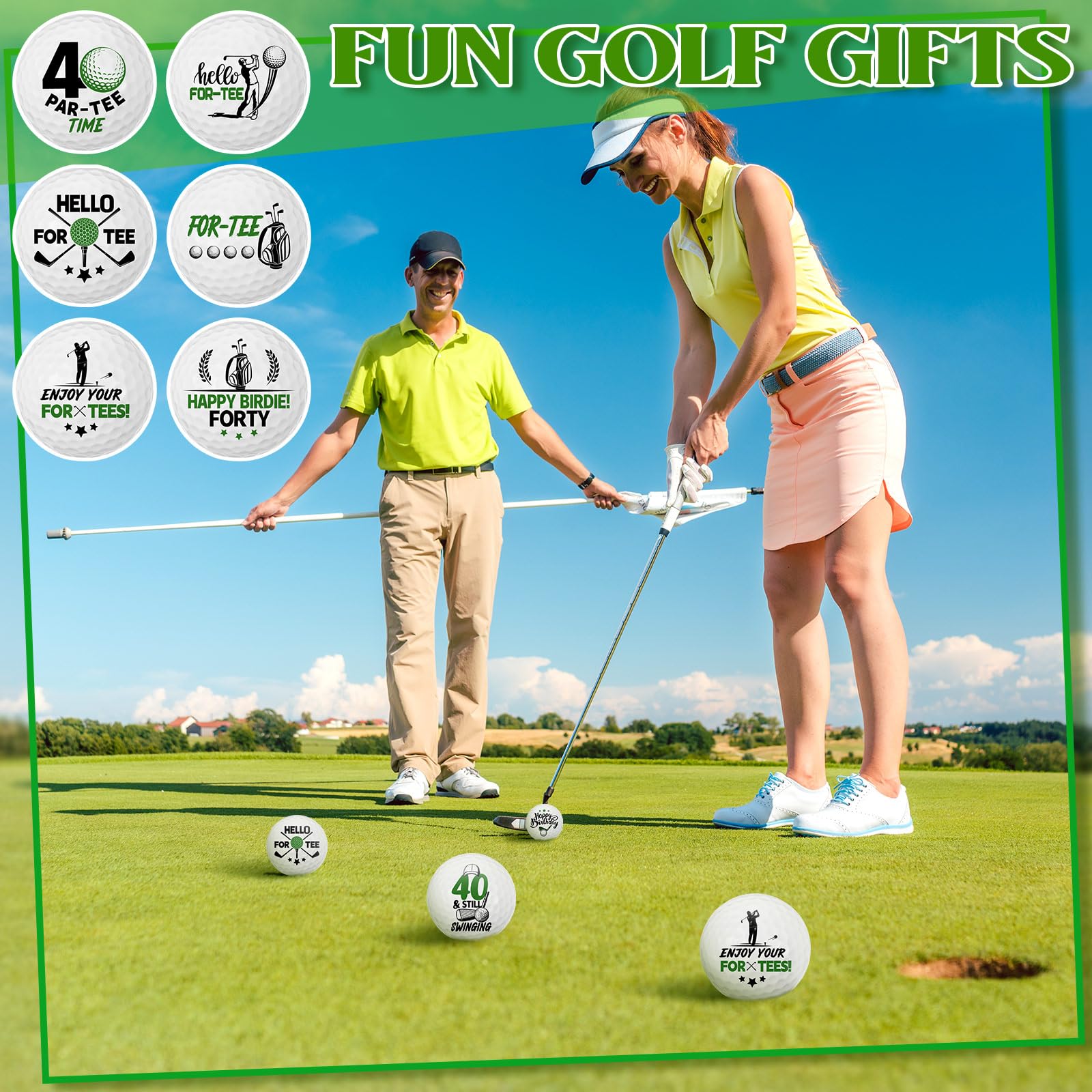 Seenelling 12 Pcs Happy Birthday Golf Ball Funny Christmas Novelty Gift for Dad Mom Coworker Employee Husband Grandpa Golfers Lovers Birthday