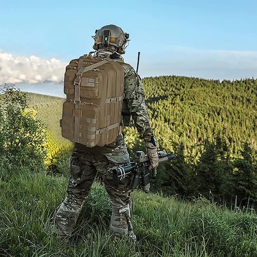 Miniatura 7 de WINCENT Mochila de asalto táctico militar multifunción con doble costura, mango trenzado y correas de topos cortadas con láser para fijación de