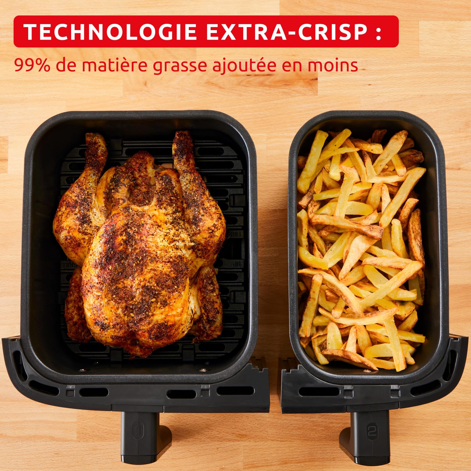 Moulinex Easy fry Collection Ivoire, 8L, Jusqu'à 8 personnes, 6 Programmes intuitifs, Air Fryer, Repas complet, synchronisation, Économie d'énergie, Application dédiée, EZ901AF0