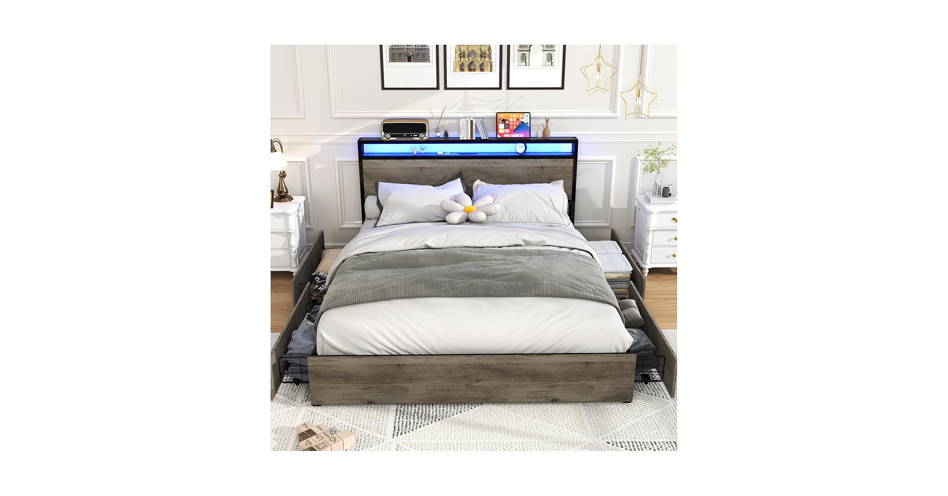Amazon.com: Kiivakii Queen Size Bed Frame with 4 Storage