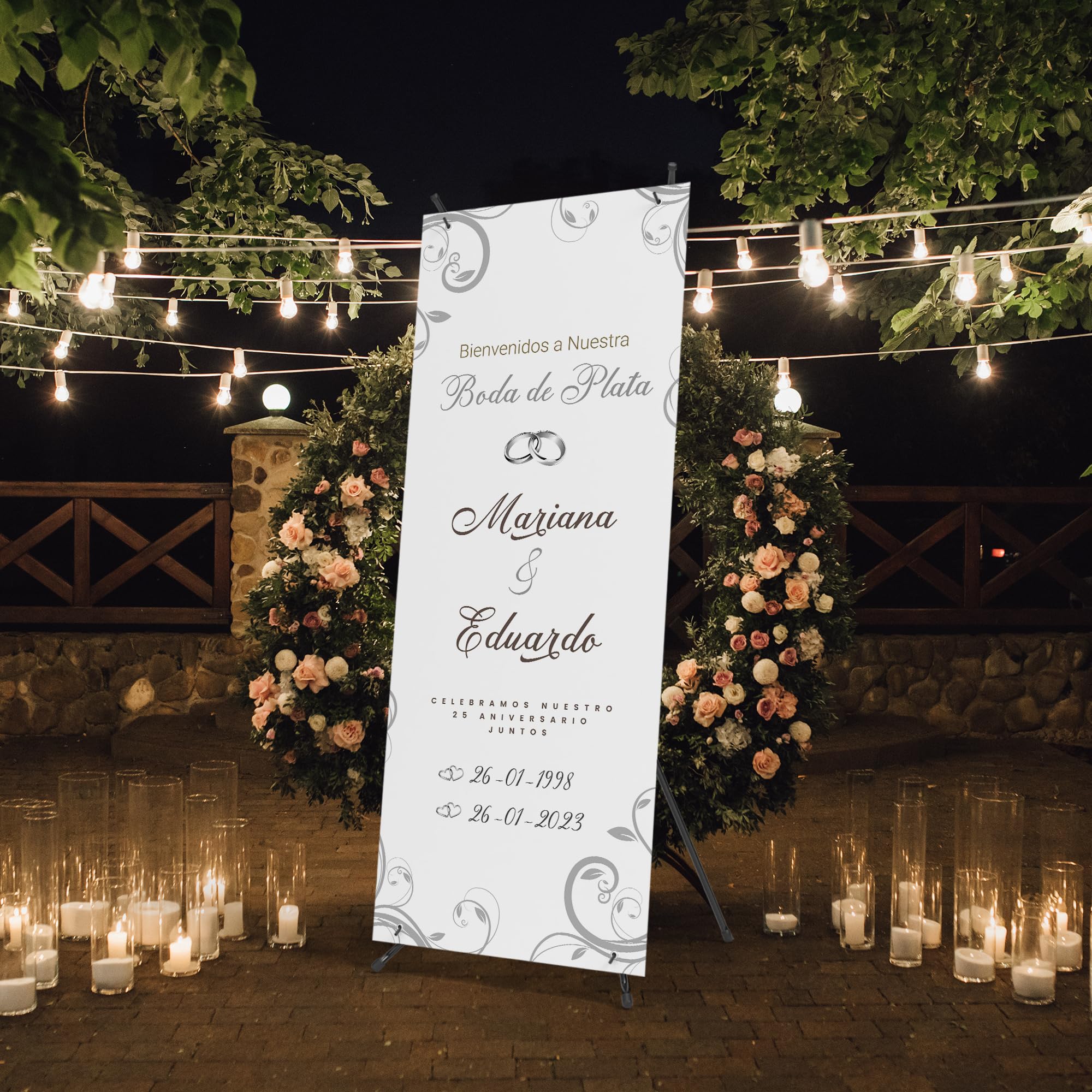 Cartel Bienvenida Boda Personalizado - Photocall Boda de Plata