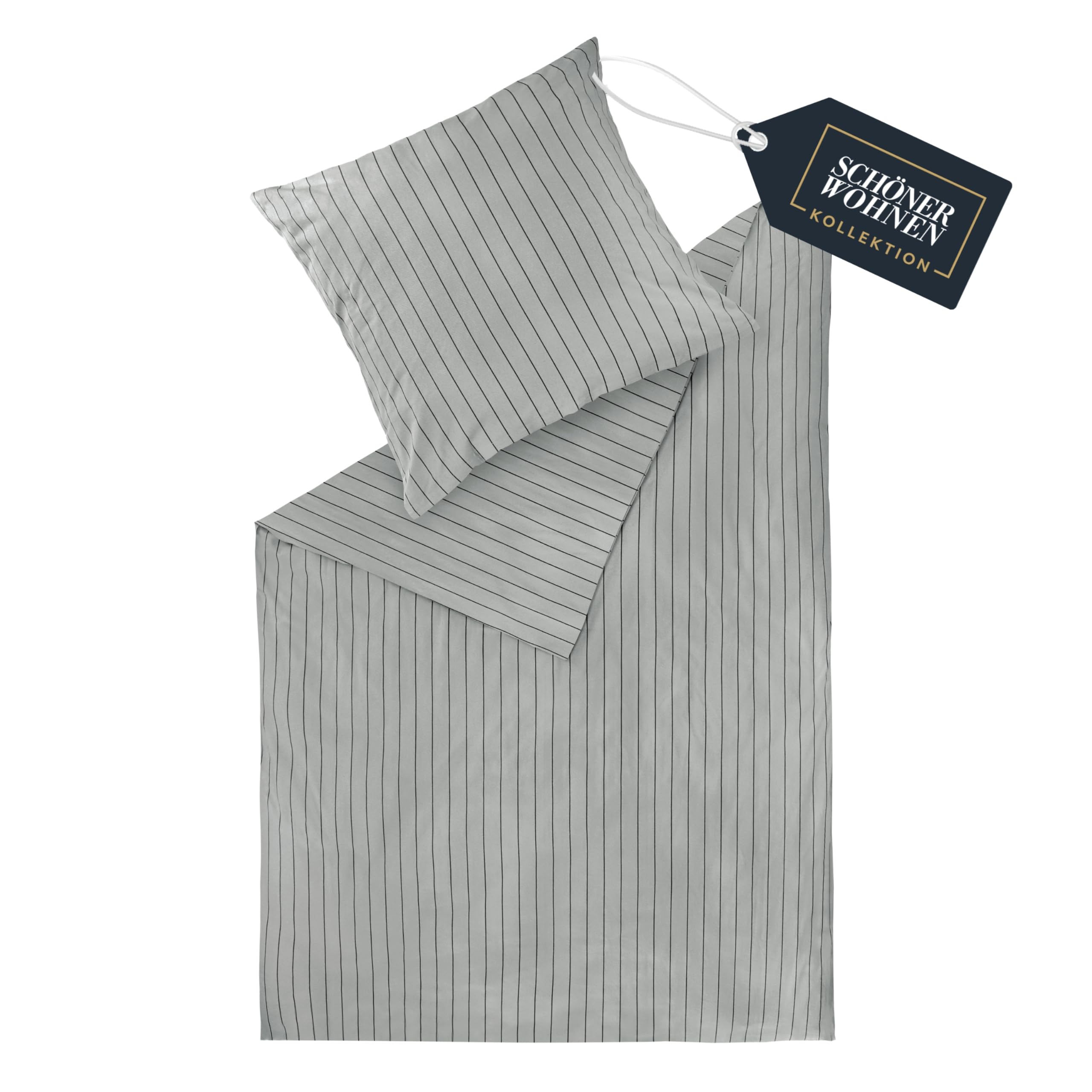 Schöner Wohnen Flanel Beddengoed 155x220 Katoen Grijs - Luxe Beddengoedset 2 -delig Eco - knuffelige warme zachte sets - 1 dekbedovertrek en 1 kussenslopen 80x80cm - Herfst & Winter