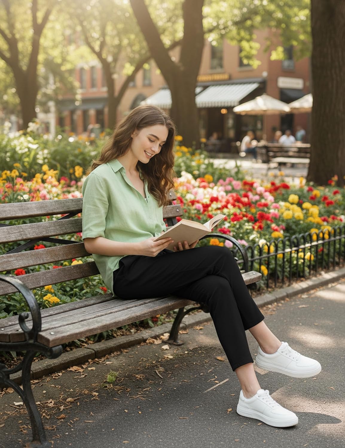 Foucome Women's Golf Pants with Pockets 7/8 Ankle Pants Stretchy Drawstring Sweatpants for Athletic, Lounge, Travel, Work - Image 3