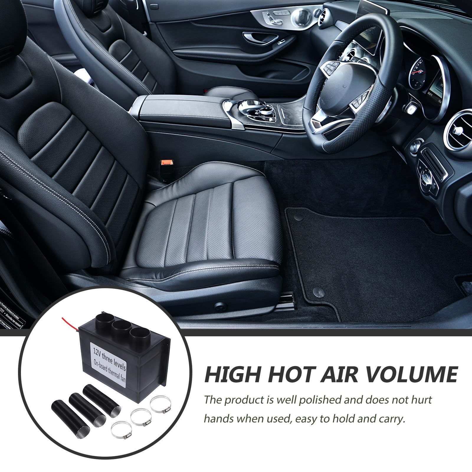 VALICLUD Soplador de Aire Caliente para Coche Desempañador de Coche 800w Negro para Parabrisas y Ventana, Abs y Aleación de Aluminio, Fácil Descongelación y Desempañamiento