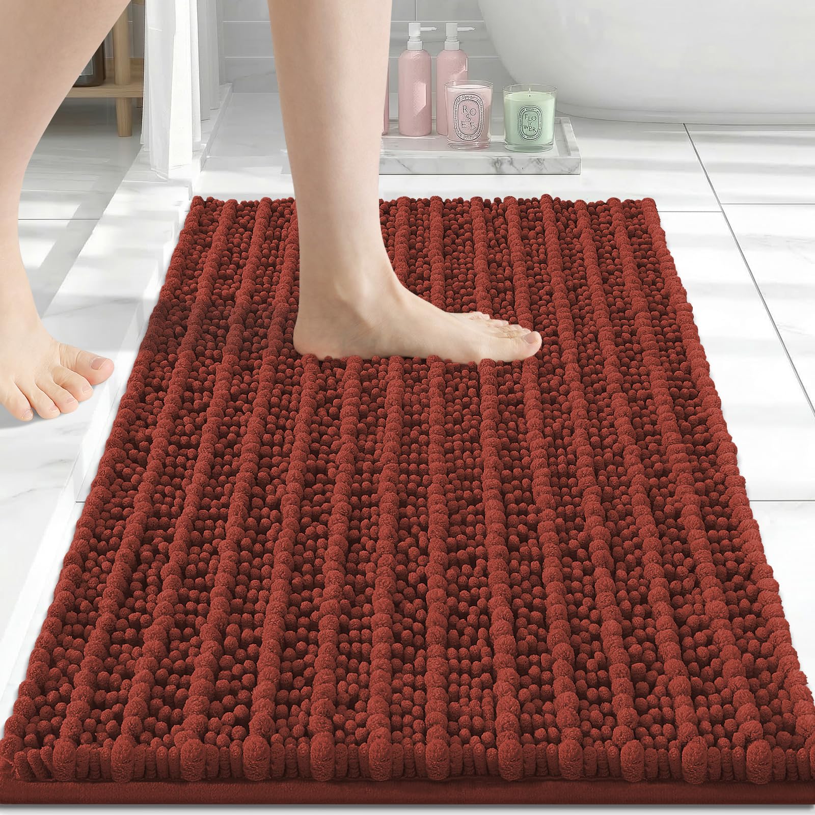 Arotive Bathroom Rugs Mat 24x16, Soft Absorbent Chenille Shaggy Bath Mat