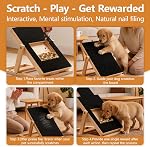 Dog Scratch Board with Treat Drawer & 4-Piece Grooming Kit, Wooden Dog Nail File Board with Nail Clipper, File, Dematting & Pin Comb