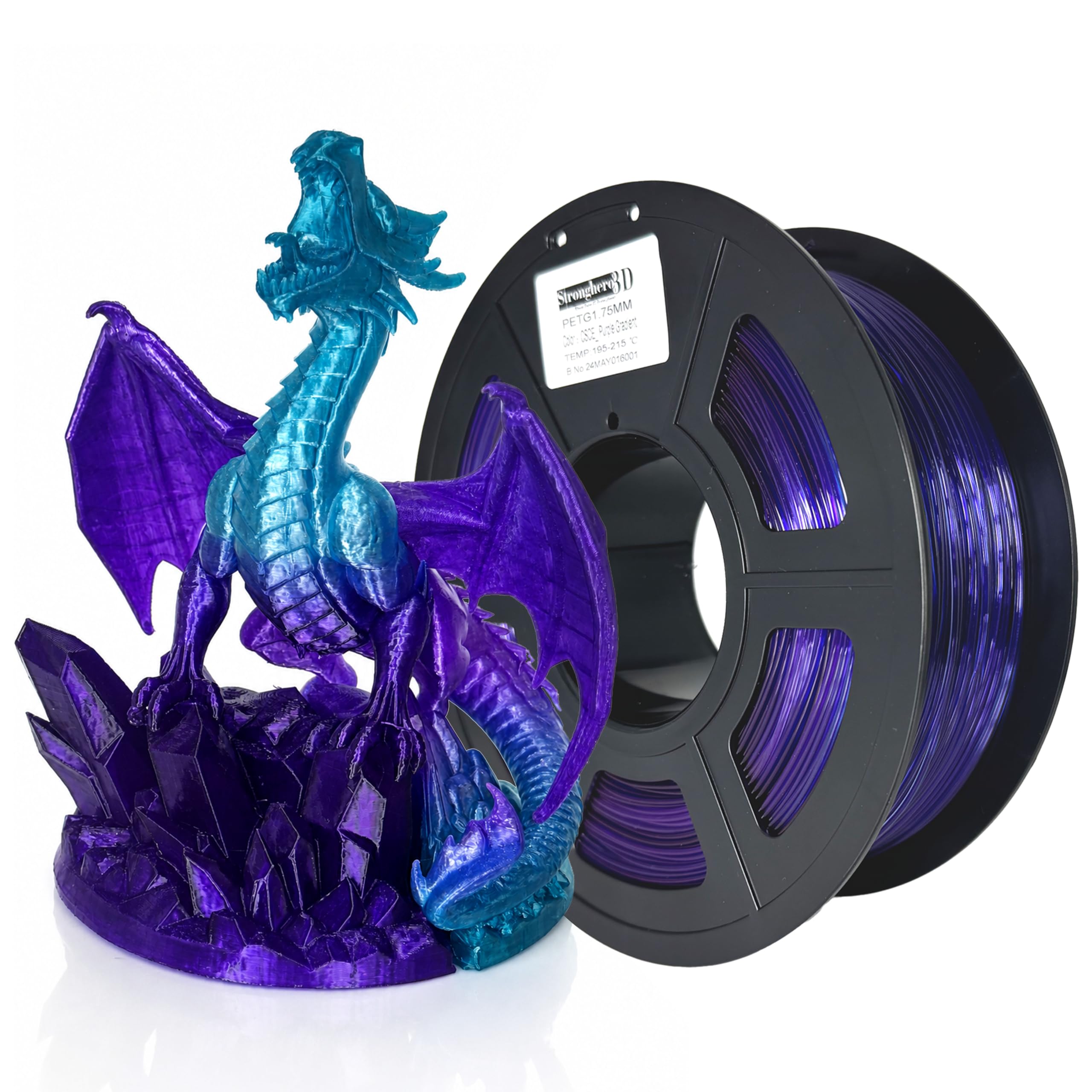 PETG 3D Printer Filament 1.75 mm,Translucent,Multi Color,Midnight Galaxy Purple Blue,Shiny PETG Filament,net Weight 1 kg(2.2lbs)