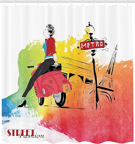 Miniatura 3 de Ambesonne Floral Shower Curtain, Mass of Flower Glade with Poppy Petals Summer Garden Theme Field Elements Art Print, Cloth Fabric Bathroom Decor