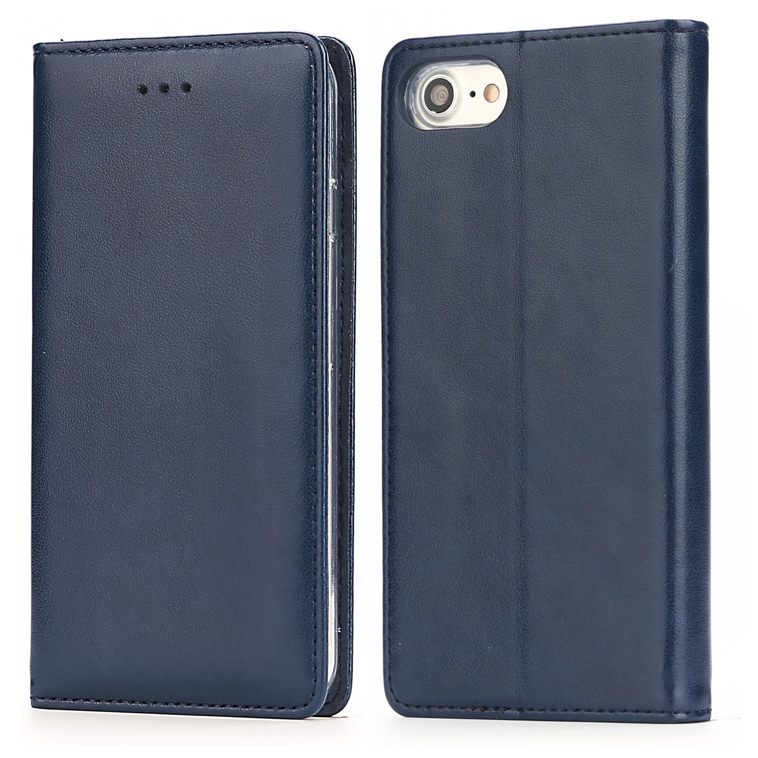 IPHOX iPhone 8 Plus/7 Plus Case, Leather Wallet Protective Case with Card Slots with Stand Function for iPhone 8 Plus/7 Plus, Blue/E