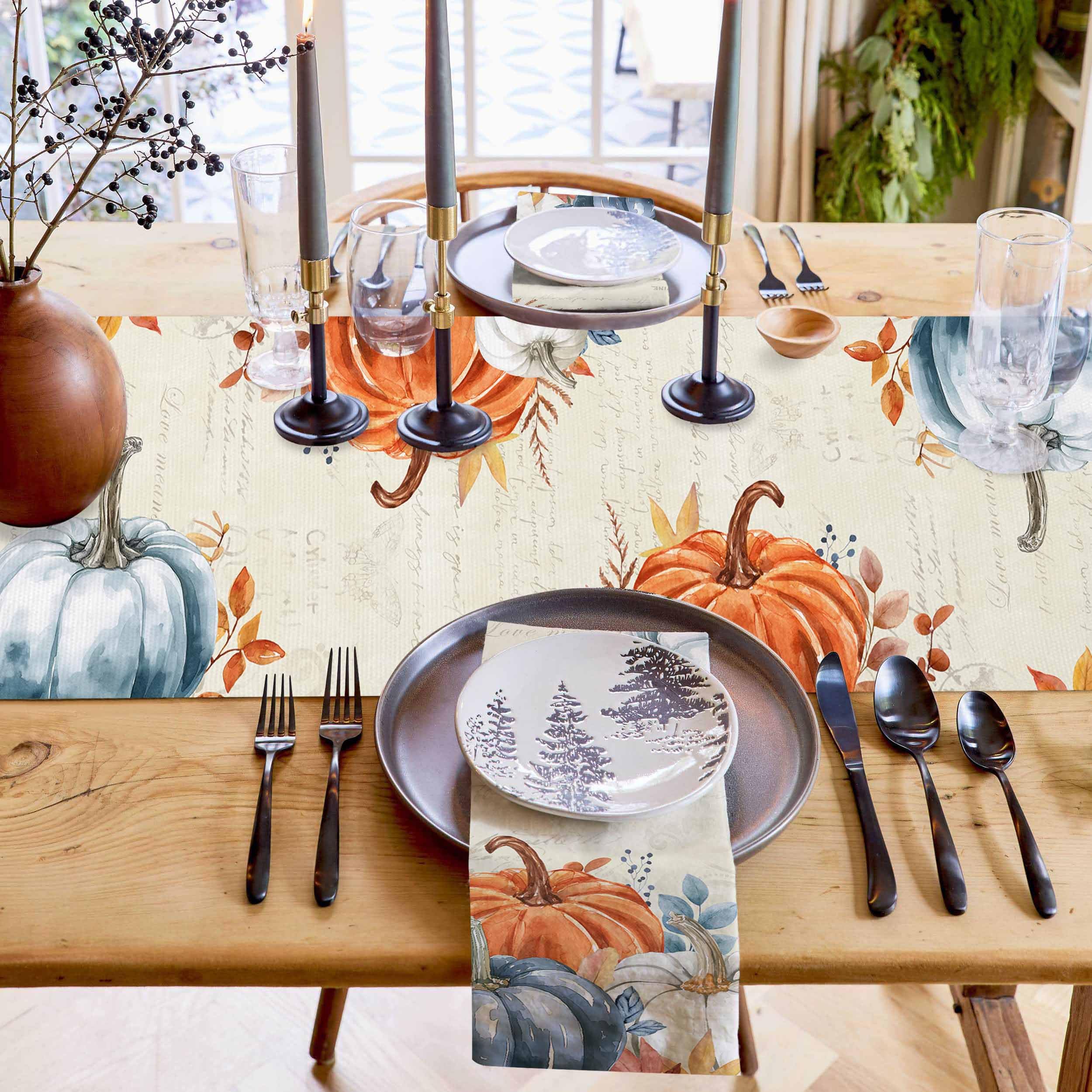 Corredor De Mesa De Acción De Gracias/Otoño - 13x36 Pulgadas, Algodón/Poliester, Multicolor, Tema Otoñal