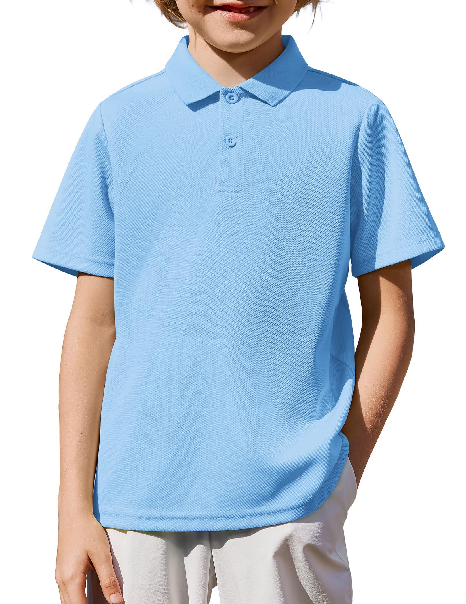Arshiner Jungen Poloshirt Kurzarm Kinder Shirt Schule Top Weich Elastisch Polohemd mit Knopfleiste, Elegant Frühlings Sommer- Oberteil 5–12 Jahre
