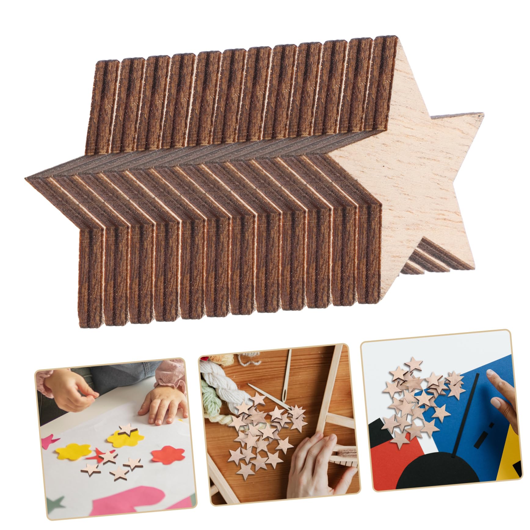 Operitacx 3 Sätze Kleine Sternornamente Aus Massivem Holz Holzmarken Roter Weißer Und Blauer Glitzer Holzausschnitte Zum Basteln Holzstern Sterne Weihnachtsstern Hölzern Brown 25 Stück * 3