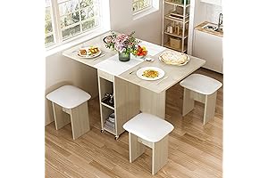 Space Saving Kitchen Table, 4 Seater Fold Up Dining Table Set