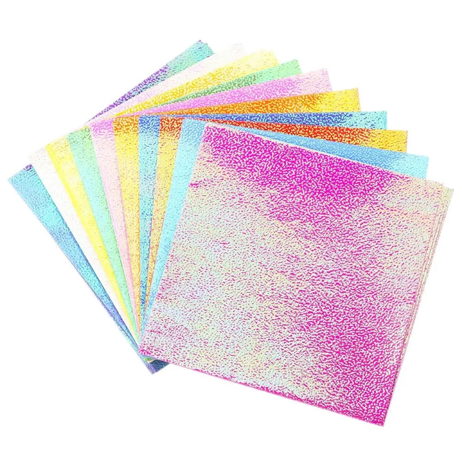 100 hojas de papel origami con purpurina colores brillantes, cuadradas y plegables una sola cara Para Decoración Y Origami(15cmx15cm)
