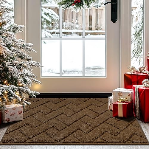 hicorfe - Tapete para interiores, para puerta delantera o trasera, parte trasera de goma, antideslizante, absorbente, resistente a la suciedad,