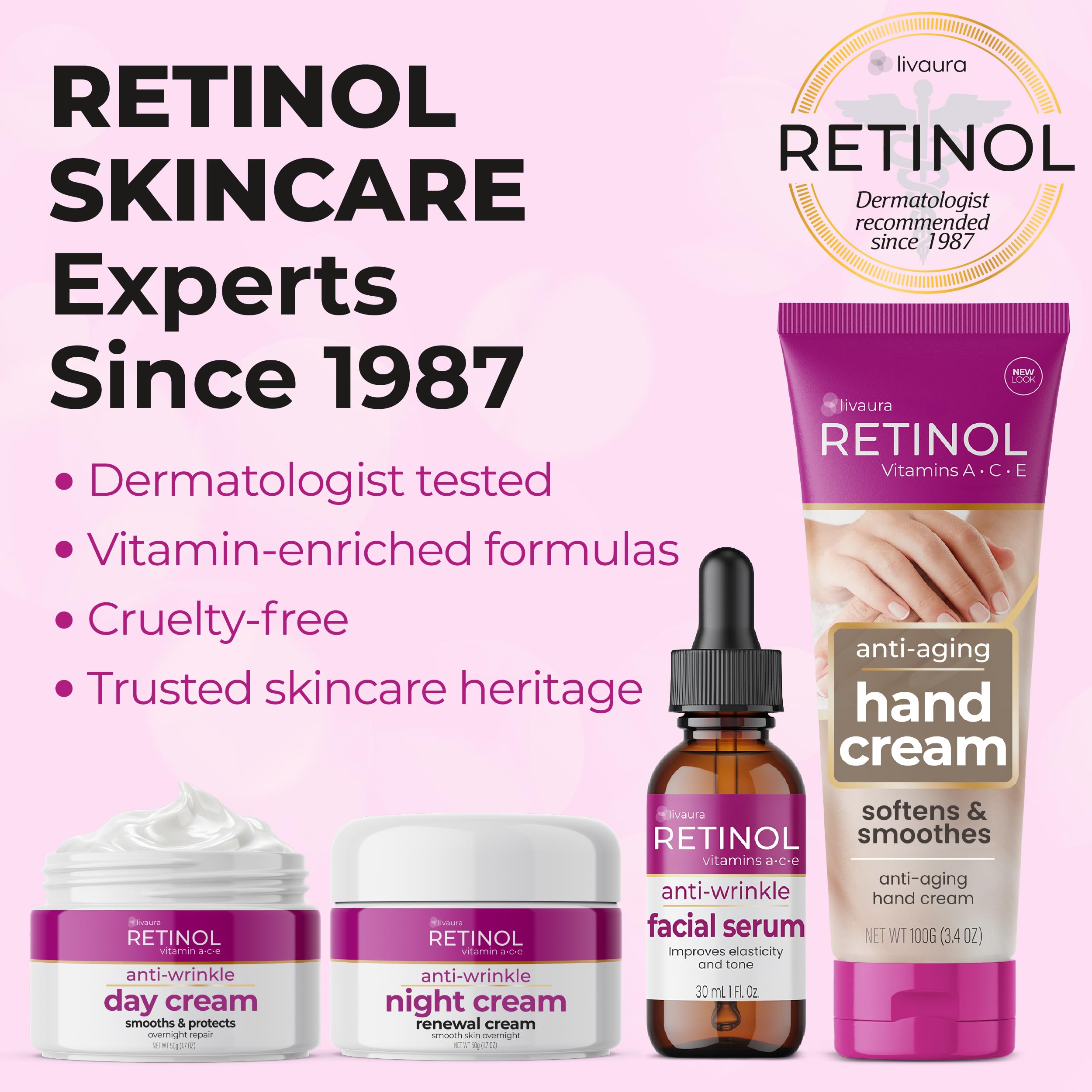 Retinol Livaura Anti-Aging Hand Cream - Oryginalna Marka Dla Młodszych Dłoni - Bogaty, Krem Do Rąk Pielęgnuje I Chroni Skórę, Paznokcie I Skórki - Witamina A Minimalizuje Wpływ Wieku Na Skórę