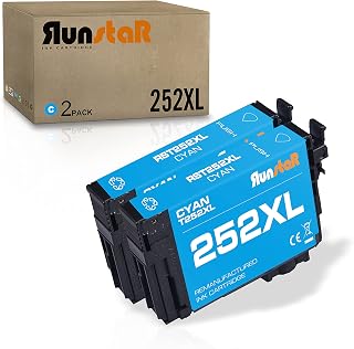 Run Star 2 Pack 252XL Cyan Remanufactured Ink Cartridge Replacement for Epson 252XL T252XL use for Epson Workforce WF-3620 3630 3640 7110 7610 7620 7210 7710 7720 Printer (2 Cyan)
