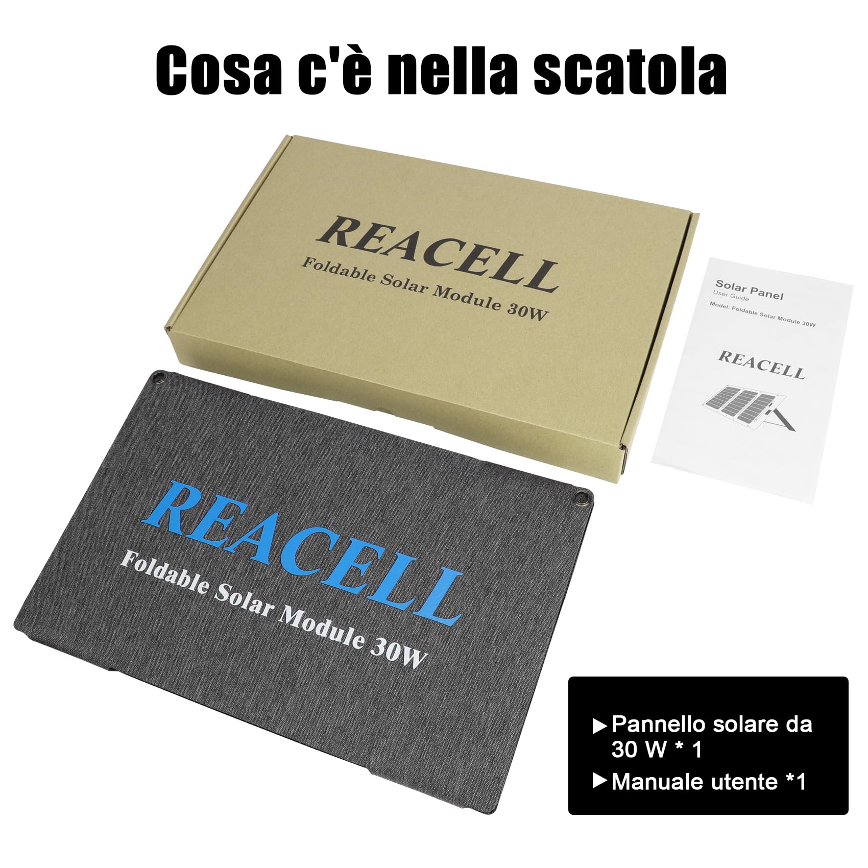 Caricabatterie Solare 30W, Pannello solare pieghevole, caricabatterie solare portatile con porta USB-C/USB-A, Compatibile con per Cellulari Tablet, per Campeggio