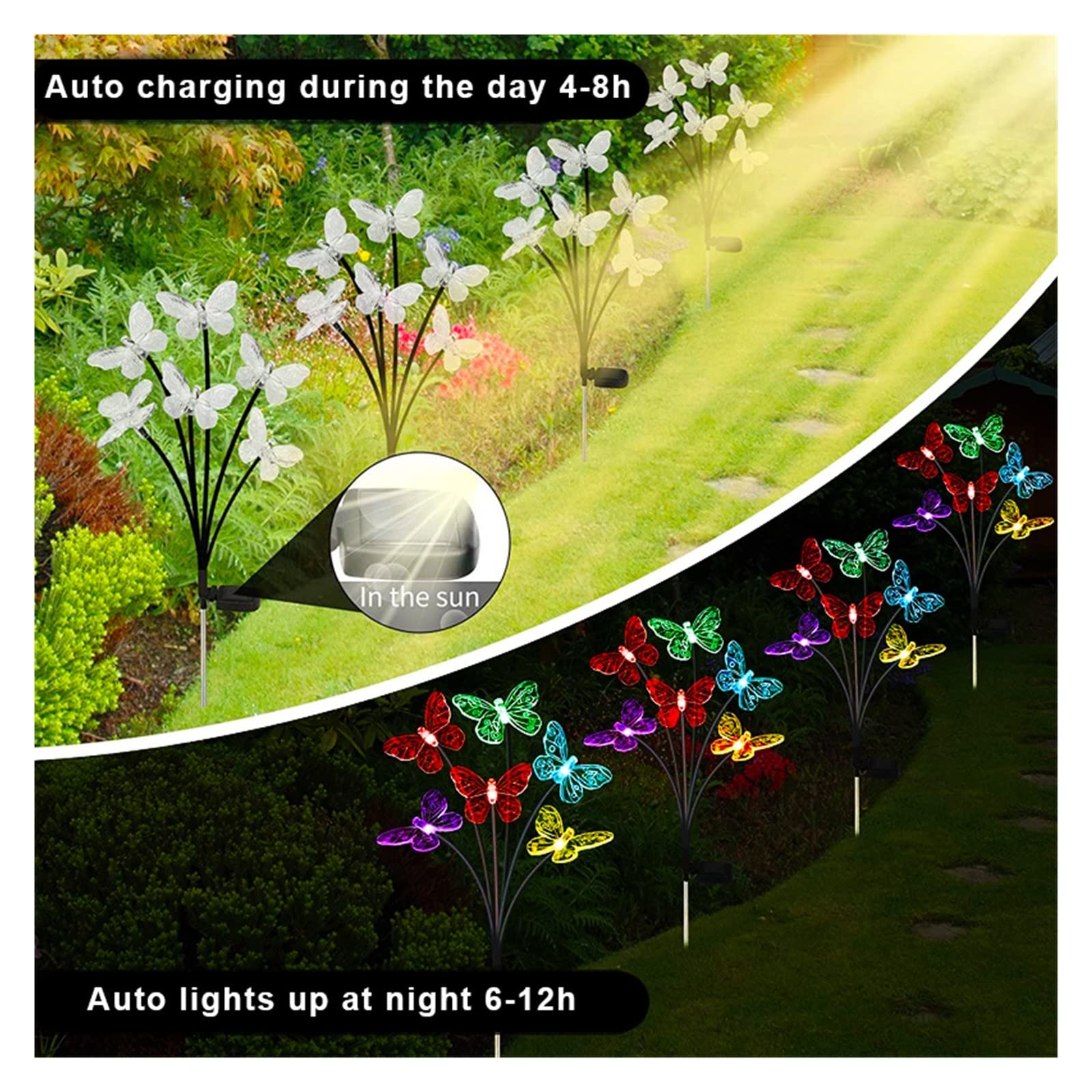 Luces Solares Para Jardín Luces solares de mariposa LED for exteriores, decoración de jardín, Bola de abeja, luz Solar for césped, luces de estaca impermeables for Patio, camino, Patio Para Patio, Pat