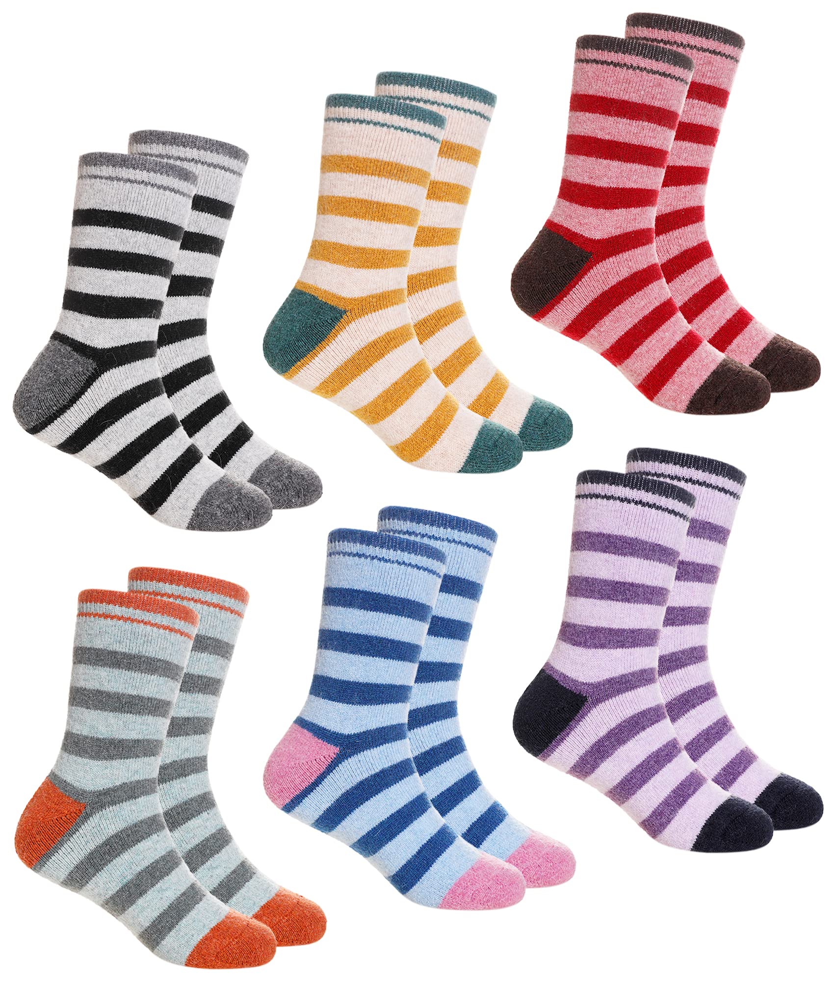 DoSmart Children's Winter Warm Wool Solid Color Socks Kids Boy Girls Hiking Thermal Boot Crew Socks 6 Pairs