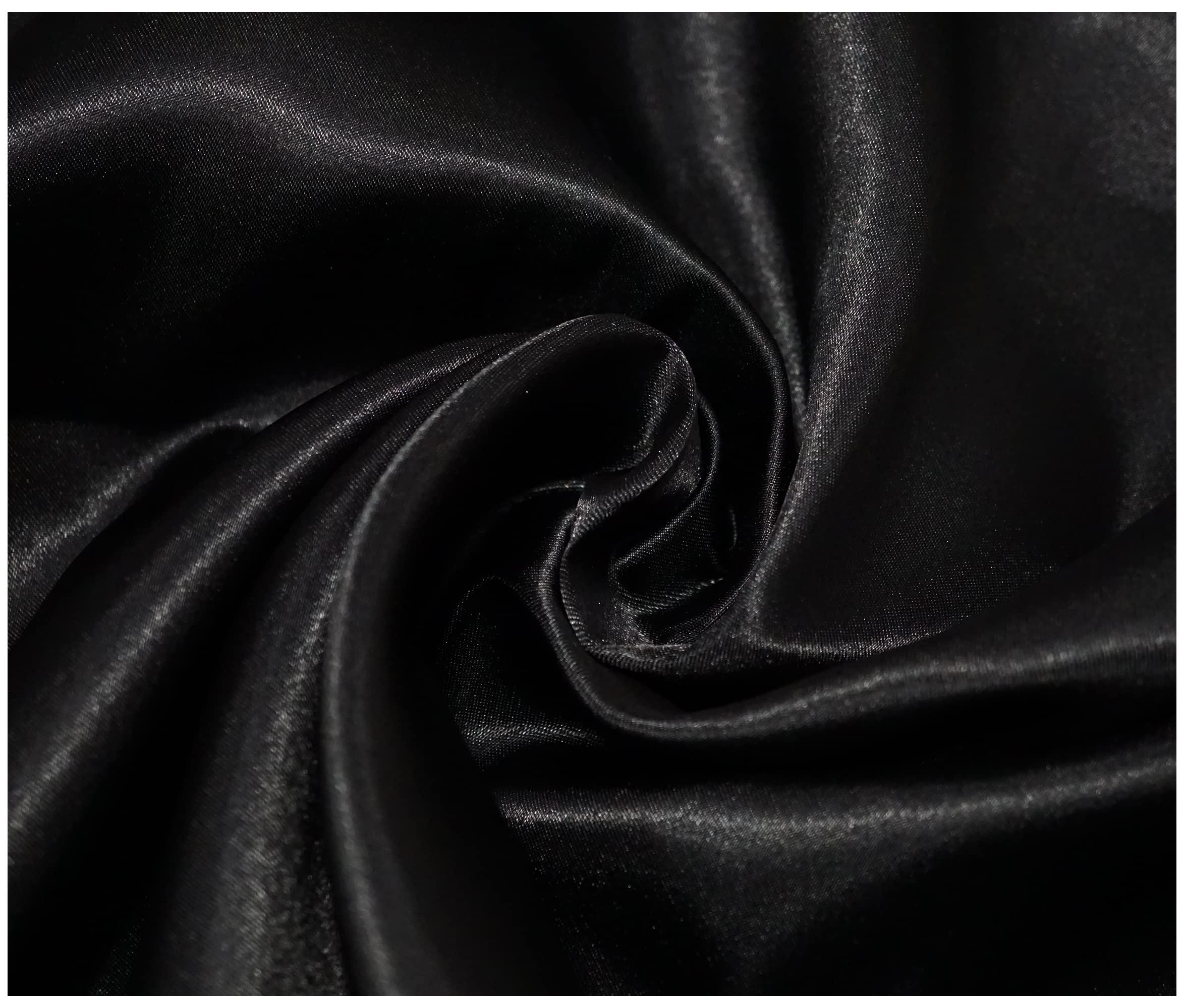 Thefabrictrade Black Silky Satin Polyester Fabric For Dressmaking Wedding Crafts Quilting Sewing 150Cm Wide (100 X 150Cm / 39" X 60", )