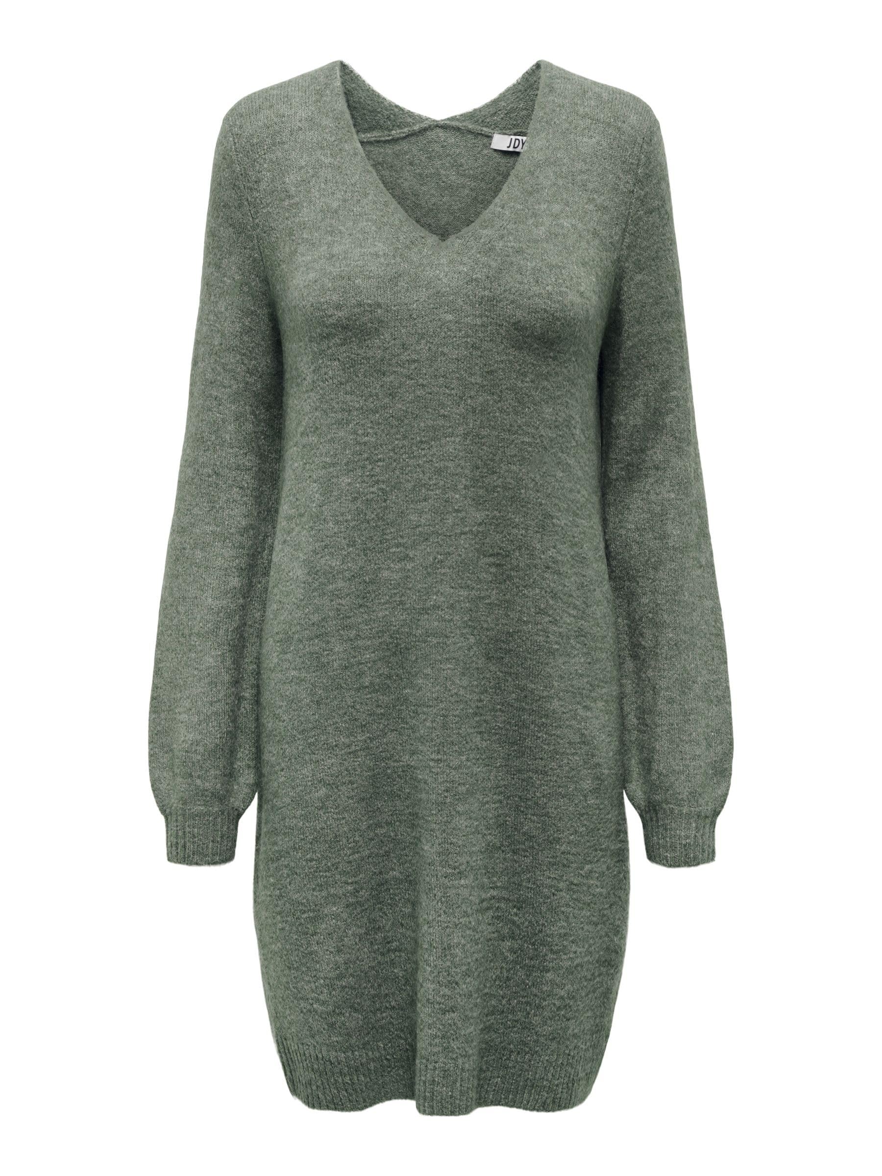JdY Women's elanora L/S V-Neck Dress KNT Noos, Kalamata, Detail: Melange, M