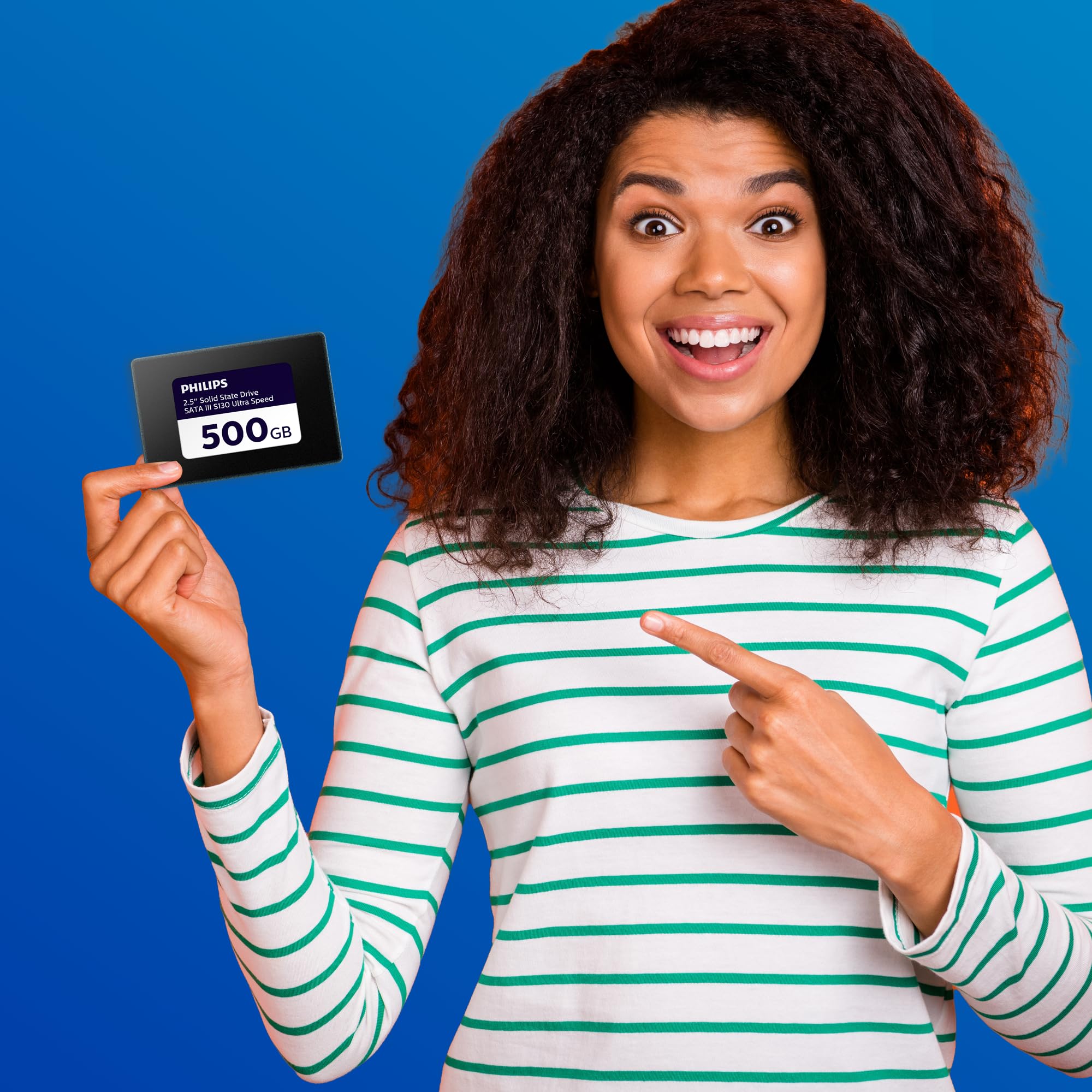 Philips SSD Interno de 2,5 Pulgadas, SATA III, 500 GB, S130 Ultra Speed, Velocidad de Lectura de hasta 550 MB/s