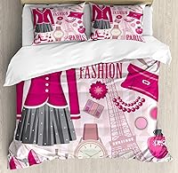 Vista 70 de Ambesonne Juego de funda de edredón color menta, líneas onduladas horizontales a rayas blancas abstractas de tonos suaves, exhibición de arte