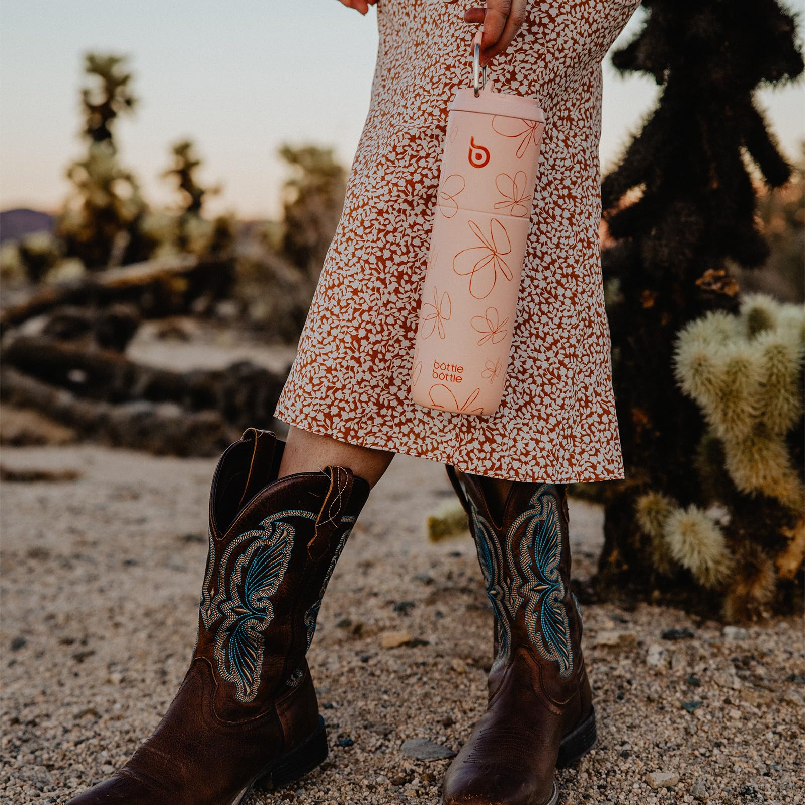 Bottle Bottle Borraccia termica da 710 ml, con coperchio, cannuccia e manico, in acciaio inox, a doppia parete sottovuoto, a prova di perdite, senza BPA, per sport, viaggi, palestra, a fiori