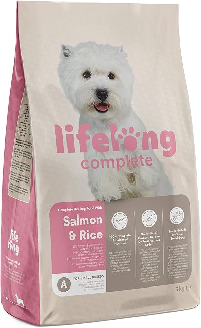 Amazon Brand - Lifelong - Complete Dry Dog Food With Salmon and Rice for Small Breeds 3kg