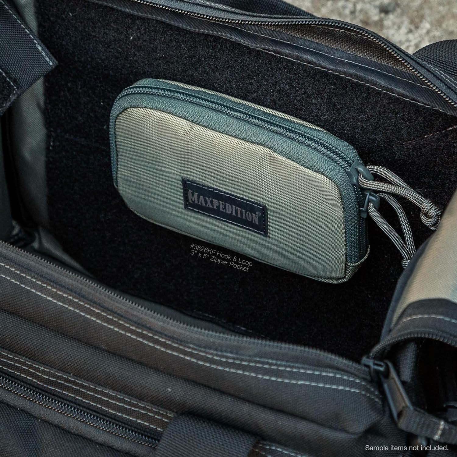 Hook-&-Loop 3" x 5" Zipper Pocket (Khaki-Foliage) - Image 7