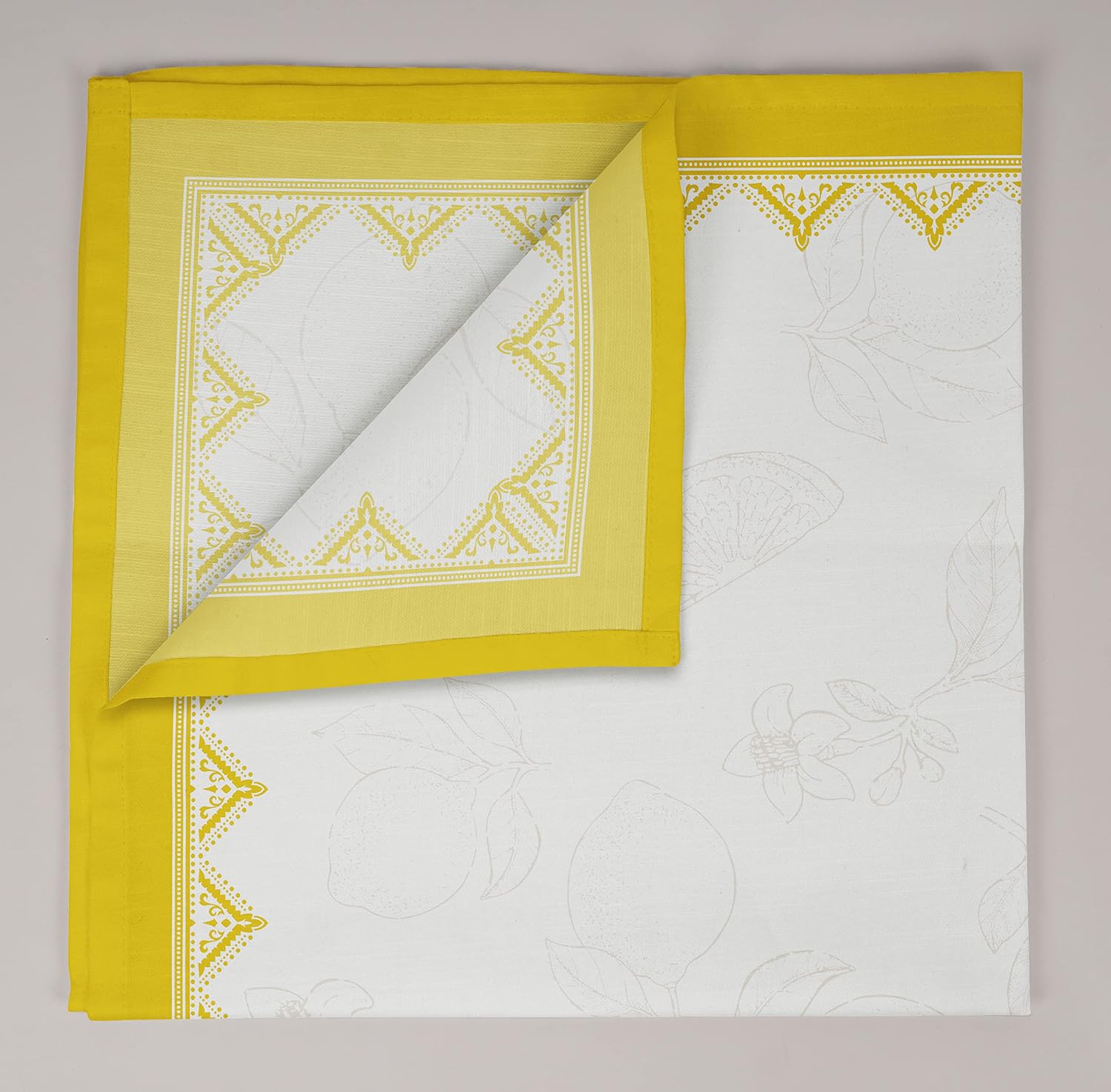 Luxury Collection Dinner Table Linen Decor Cotton Napkin Printed Fabric Reusable Napkins Set of 12, 20 X 20 - Lemon