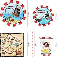 Vista 64 de Alice Tea Party Decorations - Baby Shower Paper Plates, Napkins, Cups & Straws for 24 Guests, 120 Pcs Disposable Party Dessert Dinnerware