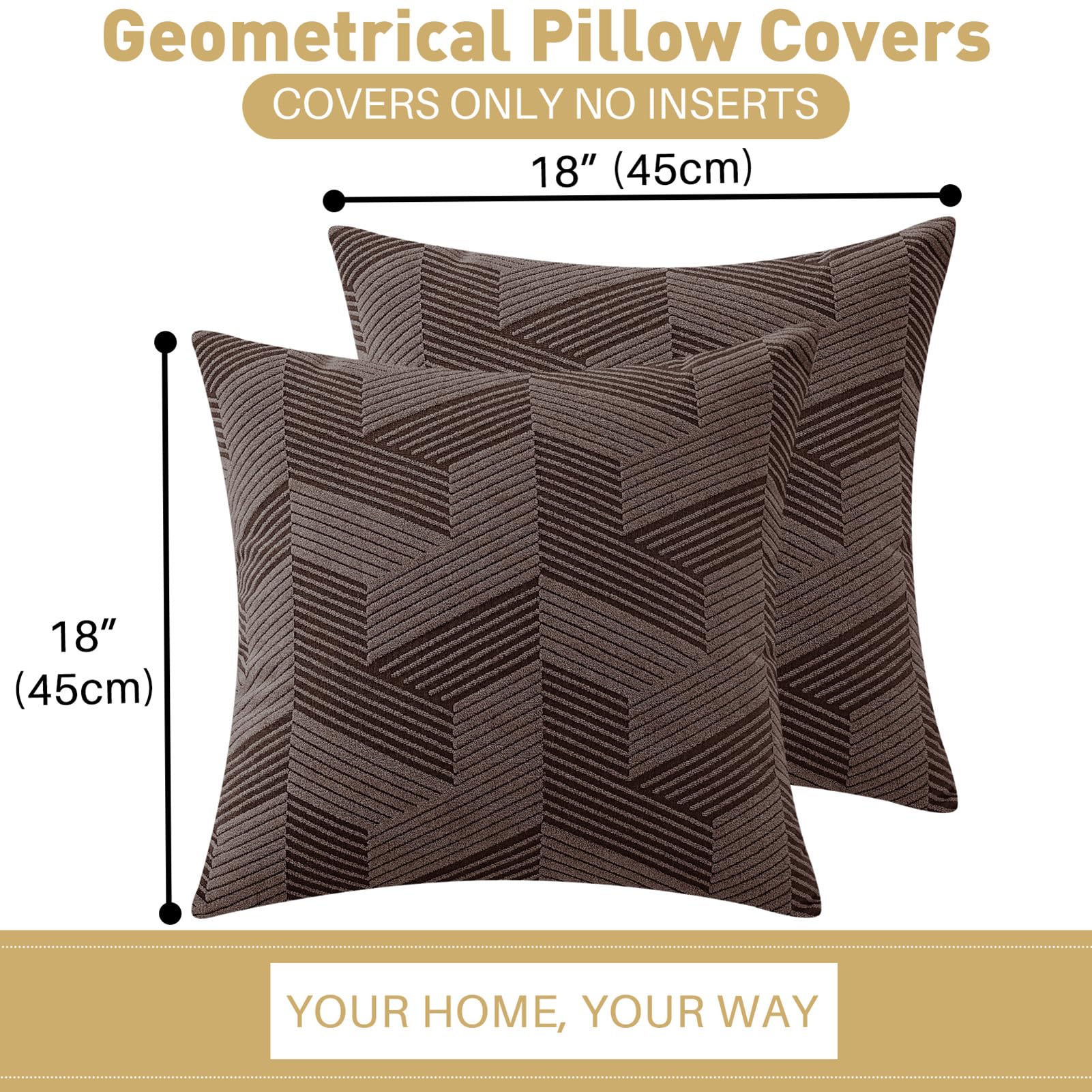 Kissenbezüge Dekokissen, Quadratische Kissenbezüges, Moderne Dekokissen Weiche Kissenbezüge für Wohnzimmer, Sofa Schlafzimmer Zuhause Dekor (Braun,45 x 45 cm)