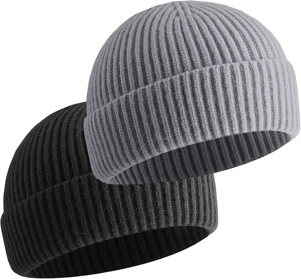 vidsel Short Fisherman Beanie for Men Women, Swag Wool Knit Cuff Trawler Skullcap,Winter Warm Hats