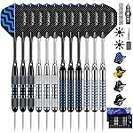Turnart Darts Metal Tip Set - Steel Tip Darts Darts Set Professional Metal Darts Dart Board Set 12 Pcs 24 Gram 20 O-Rings Aluminum Darts Shafts 24 Extra Flights Darts Tool